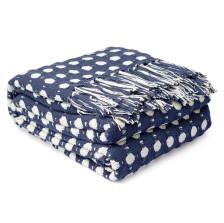 Покрывало из хлопка Polka dots Essential темно-синее 180х250 см