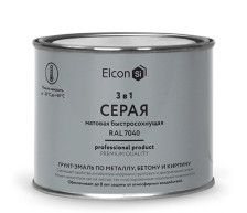 Грунт-эмаль 3 в 1 по ржавчине матовая серая RAL 7040 (0,4 кг) Elcon