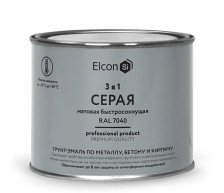 Грунт-эмаль 3 в 1 по ржавчине матовая серая RAL 7040 (0,4 кг) Elcon