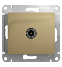 Розетка TV 1-м скрытой установки Glossa GSL000492 4DB проходная в рамку титан