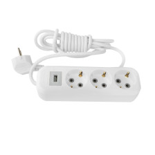 Удлинитель 3вх + USB 3м с/з LUX