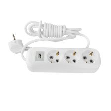 Удлинитель 3вх + USB 3м с/з LUX