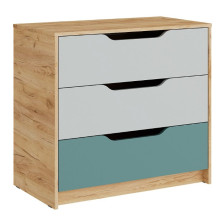 Комод Рич КМ-001 Дуб крафт золотой/пастельный зеленый/сумеречный голубой