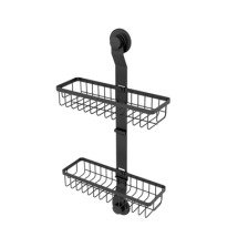 Полка MILARDO Easy 2-ярусная прямая, на вакуумных присосках (до 7кг) EAS0WS2M44 сталь/черный матовый