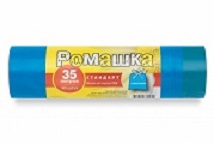 Мешки для мусора 35л 10шт с завязками Ромашка Стандарт 3ВС-3510С синие