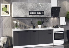 Кухня Рио 2,0м Мрамор глянец/Графит глянец (кастилло)