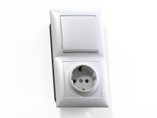 Блок скрытой установки выключатель 1-м+розетка с заземляющим контактом БКВР-411 16А белый Селена