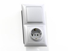 Блок скрытой установки выключатель 1-м+розетка с заземляющим контактом БКВР-411 16А белый Селена
