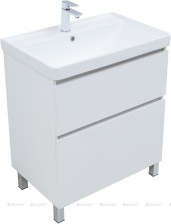 Тумба с раковиной Вега -70 напольная, 2ящика, цвет белый глянец