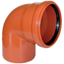 Отвод полипропиленовый 160х90 с кольцом рыжий