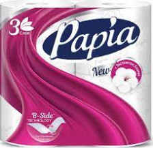 Бумага туалетная PAPIA 3-х слойная 4шт Белая