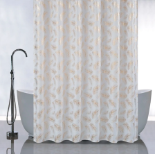 Штора для ванной комнаты 180х180см САНАКС ЗОЛОТЫЕ ПЕРЬЯ НА БЕЛОМ, без колец 01-106
