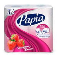 Бумага туалетная PAPIA 3-х слойная 4шт Клубничная Мечта