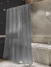 Штора для ванной комнаты 180х180см 3D-эффект SweetSun Sguare СЕРАЯ 3D SQ GY