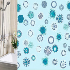 Штора для ванной комнаты 180х180см А-СТИЛЬ Одуванчики голубая полиэтилен с кольцами 6984-37