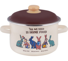 Кастрюля эмалированная 5,5 л цилиндрическая Зайцы TM Appetite 6RD221M