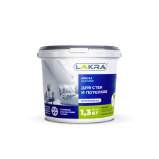 Краска для стен и потолков белоснежная матовая (1,3кг) Лакра