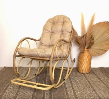 Кресло-качалка Элит бежевое, подушка лён