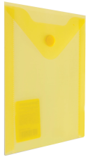 Папка-конверт с кнопкой А4 до 100 л 0,18 мм Brauberg прозрачная желтая