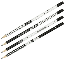 Карандаш ч/г HB MESHU Black&white с ластиком заточенный ассорти