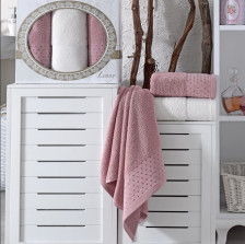 Набор полотенец махровых 3 шт 50х90 + 70х140 брусничный Lenny Two Dolphins 