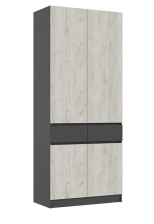 Шкаф 2-створчатый Роджина Графит/Дуб крафт белый