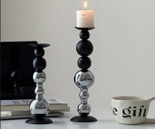 Подсвечник Дуэт 27 см серебро/ черный