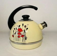 Чайник эмалированный 4,0 л слон кость, полевые маки Т04/40/04/43
