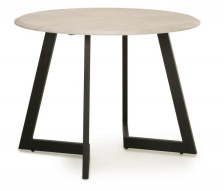 Стол "Андерсон" D1000 (400) МДФ камень светлый/черный