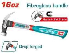 Молоток-гвоздодер 450гр британского типа с фиберглас рукояткой TOTAL THCH61016