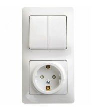 Блок скрытой установки выключатель 2-м+розетка с заземляющм контактом з/ш GSL000174 белый