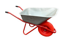 Тачка строительная одноколесная 110л/250кг красная Лесоторговая литое колесо 4.00-8 D12