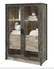 Шкаф стеклянный Амели Дуб юкон/бетон темный 1066х520х492мм
