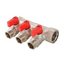 Коллектор с отсечными кранами 3/4"х1/2" 2 выхода наружная резьба VALTEC VTc.580.N.0502