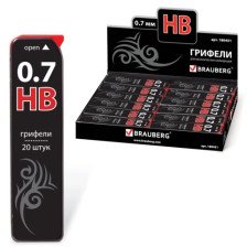Грифель запасной HB 0,7 мм 20 шт Brauberg Black Jack Hi-Polymer