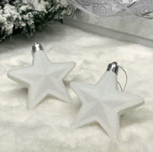 Набор украшений новогодних Звезда 8см 2шт белый