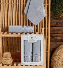 Набор полотенец махровых 2 шт 50х90 + 70х140 Kalimnos светло-серый Two Dolphins