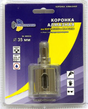 Коронка алмазная по кафелю и керамике 35мм TRIO DIAMOND с центрирующим сверлом 400035