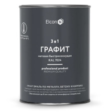 Грунт-эмаль 3 в 1 по ржавчине матовая графит RAL 7024 (0,8 кг) Elcon