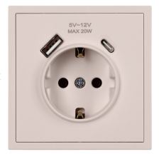 Розетка 1-м скрытой установки c заземлением USB+Type SBE-09i-16-S1-USB бежевый