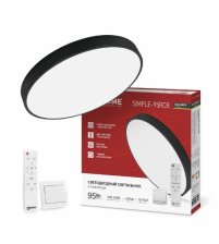 Светильник светодиодный 95W 7600Lm 2-4-6K IP40 пульт ДУ черный SCANDY SIMPLE-95RCB