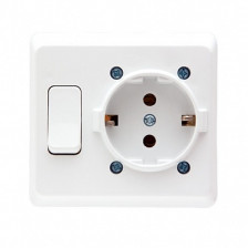 Розетка 1-м скрытой установки с заземляющим контактом 1001-А NE-AD с выключателем