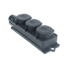 Колодка  3 гнезда с заглушкой каучук 2P+PE 1x16A 220-240V IP44 черный E1M