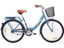 Велосипед городской Aist Jazz 1.0, 1 скорость, стальная рама 18", планетарная втулка, голубой ( 26")