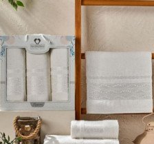 Набор полотенец махровых 3 шт 50х90/2 + 70х140 Laguna кремовый Two Dolphins