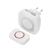 Звонок беспроводной в розетку c цифровым кодированием мигающий 36 мел 150м IP44 (бел/сер) (73-0090)