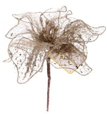 Ветка-декор новогодний Пуансеттия Лунная ночь 26см шампань 259-633