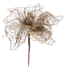 Ветка-декор новогодний Пуансеттия Лунная ночь 26см шампань 259-633