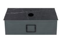 Тумба Cubo Grigio 80 см серо-зеленая 100081/Granite Black Olive Light Lappato 107086/Ручка черная (La Fenice)