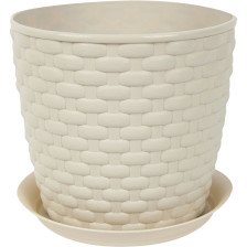 Горшок с поддоном Ротанг 21х18,1см 4,7л бежевый